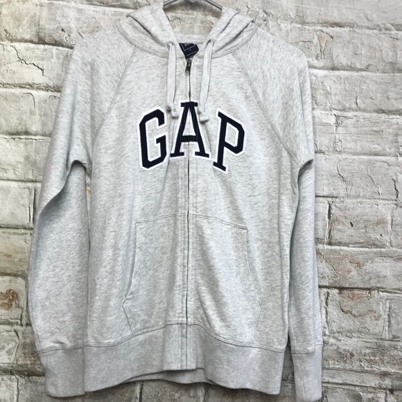 Gap Gray Full Zip Spellout Hoodie Sz Small
